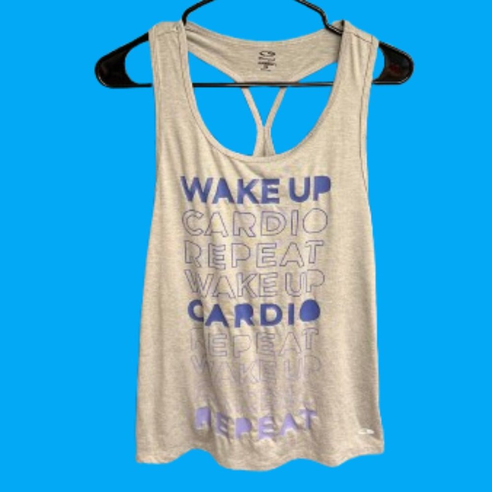 Champion Duo Dry Work Out Top; Wake Up, Cardio, Repeat Women's Size XS